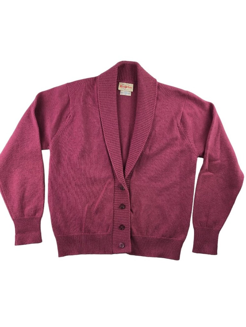 VTG Alan Paine England Women’s 100% Wool Shawl Collar Cardigan Sweater Pink • 38
